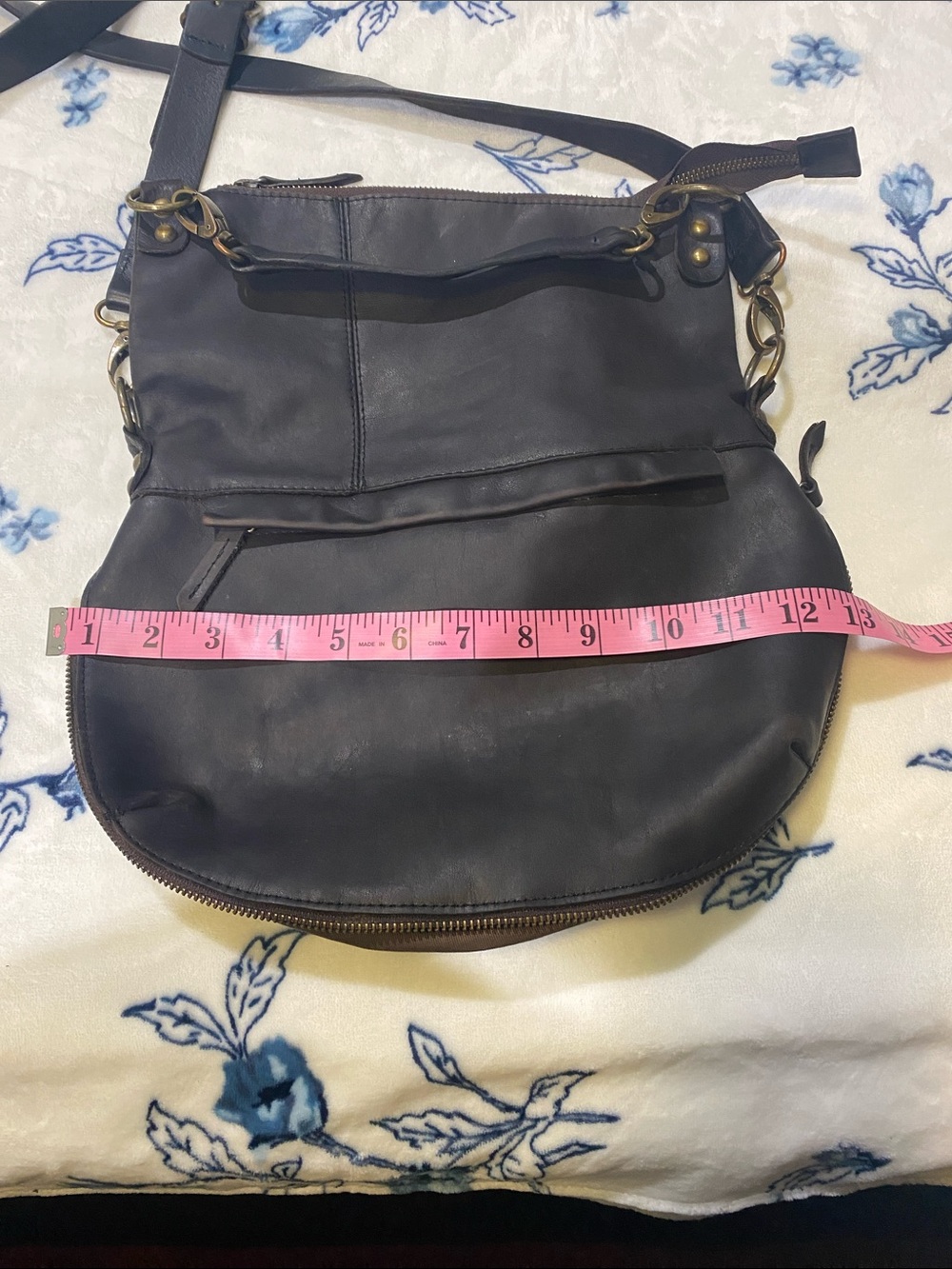 Bed Stu Tahiti Black/Dark Brown Leather Crossbody Bag with Brass Hardware - Picture 15 of 16
